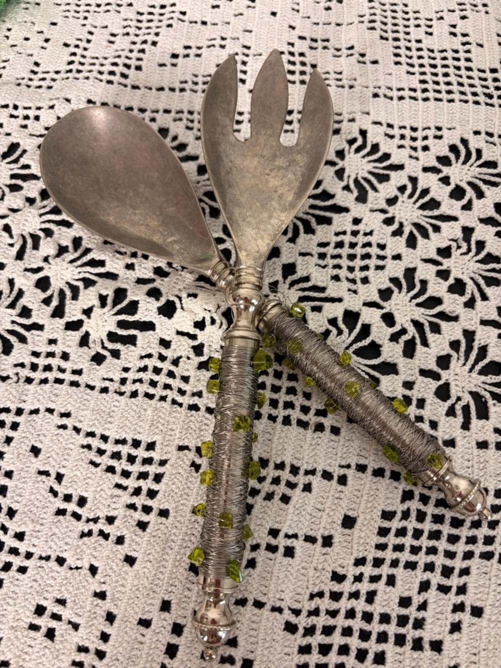 ✨🥄 Vintage Indian Decorative Serving Spoon & Fork Set ✨🥄